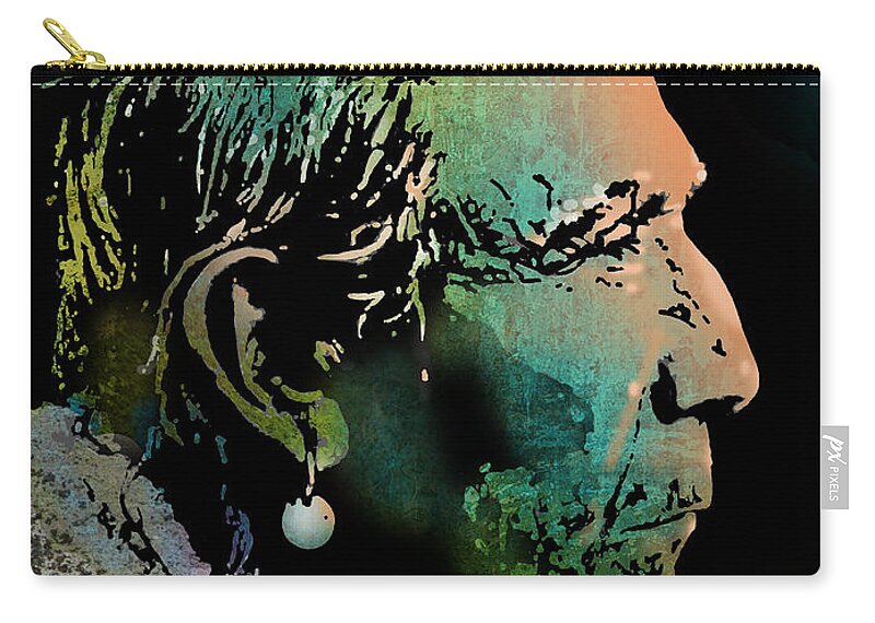 Native American Zip Pouch featuring the painting Old Warrior #1 by Paul Sachtleben