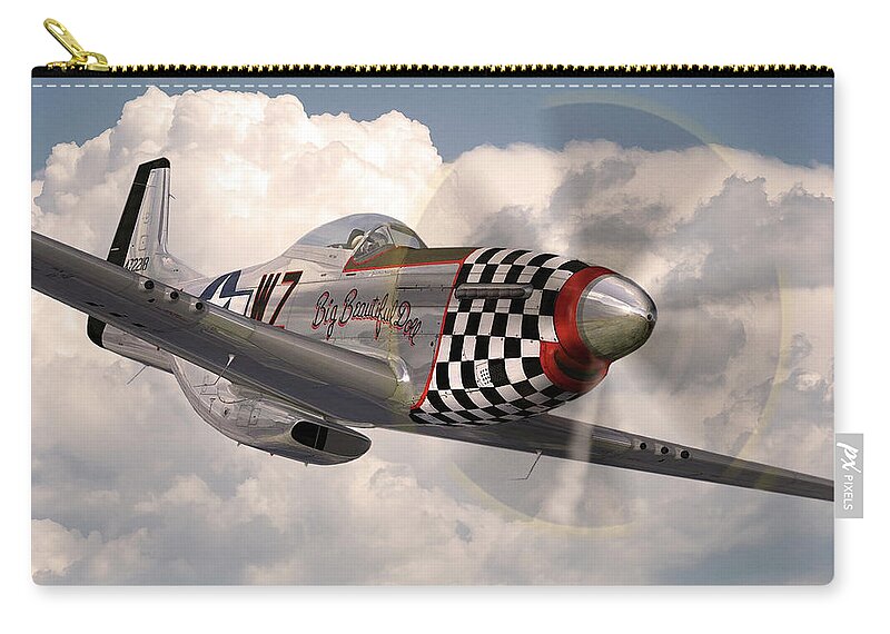 P-51 Mustang Zip Pouch featuring the digital art P-51 Mustang Big Beautiful Doll by Airpower Art