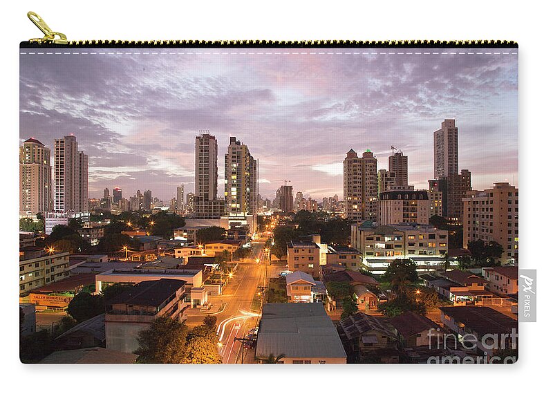 Heiko Zip Pouch featuring the photograph Panama City at night #1 by Heiko Koehrer-Wagner