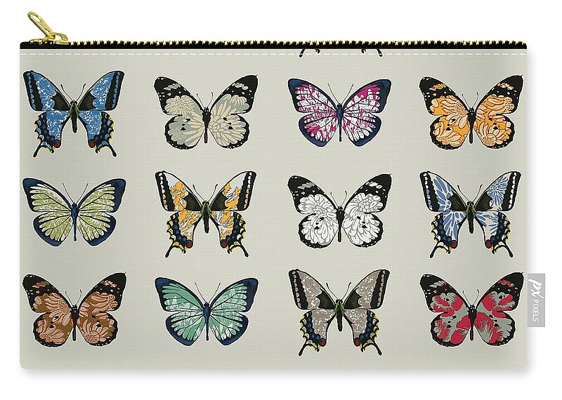 Butterfly Zip Pouch featuring the digital art Papillon by Sarah Hough