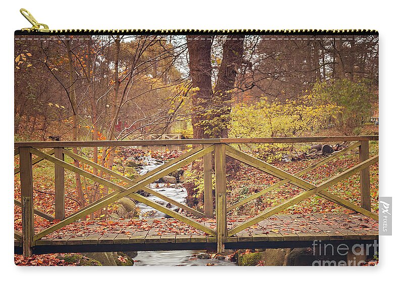 Autumn Zip Pouch featuring the photograph Park foot bridge #1 by Sophie McAulay
