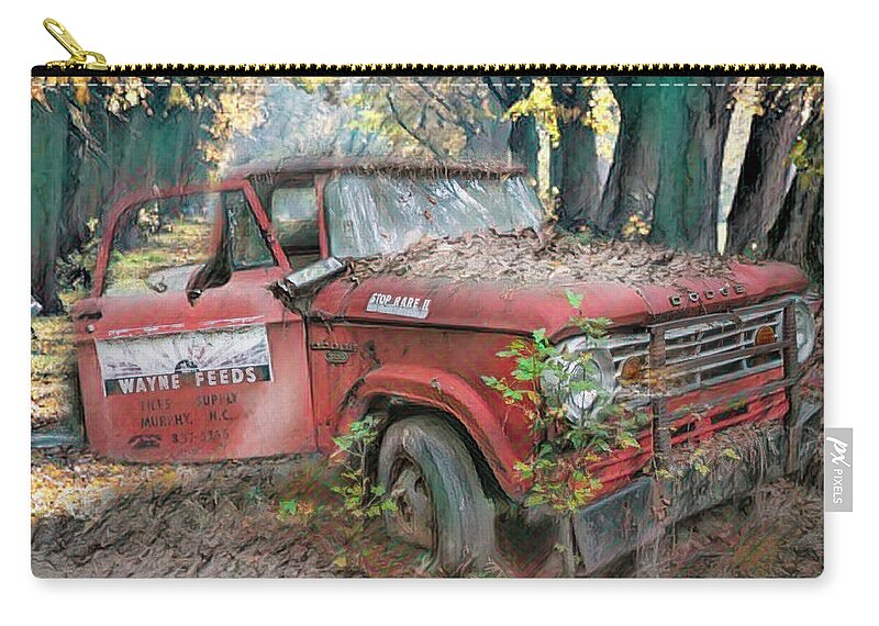American Zip Pouch featuring the photograph Parked on a Country Road Watercolors Painting #1 by Debra and Dave Vanderlaan