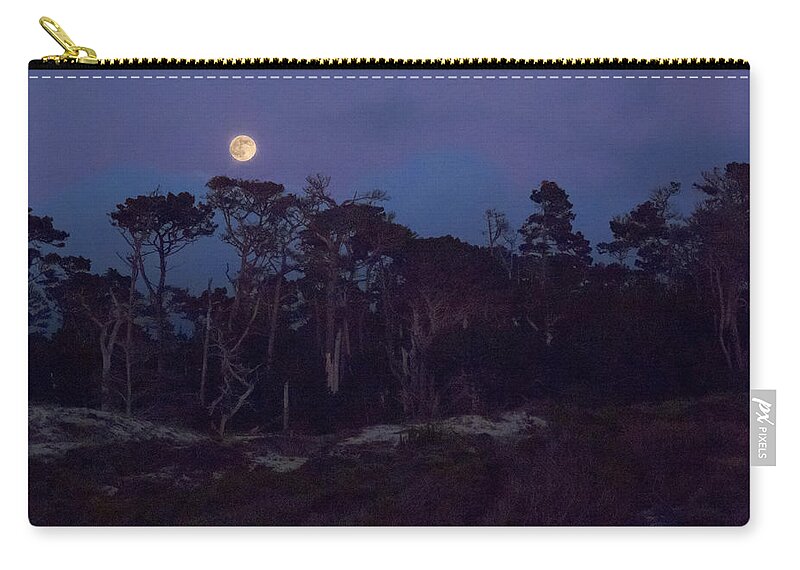 Moon Carry-all Pouch featuring the photograph Pebble Beach Moonrise by Derek Dean