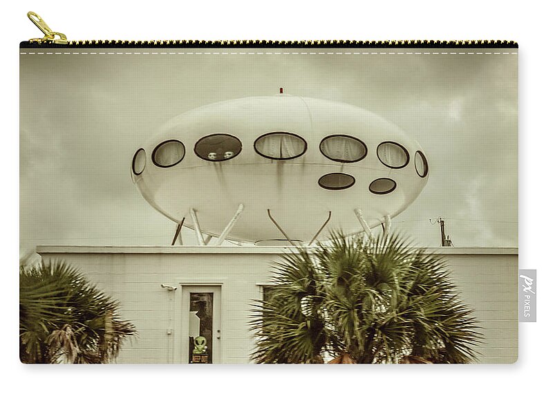 Pensacola Beach Zip Pouch featuring the photograph Pensacola Beach UFO House #2 by Debra Forand