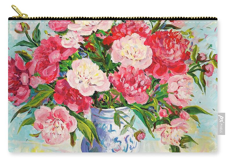 Flowers Carry-all Pouch featuring the painting Peonies by Ingrid Dohm