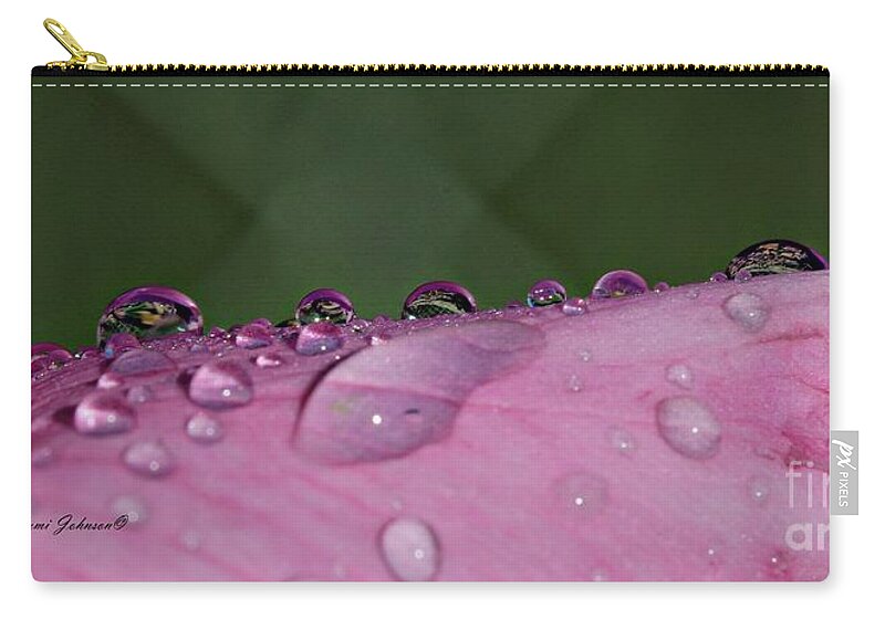 Droplets Carry-all Pouch featuring the photograph Pink Droplets by Yumi Johnson