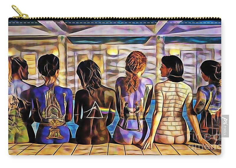 Pink Floyd Zip Pouch featuring the mixed media Pink Floyd Collection #1 by Marvin Blaine