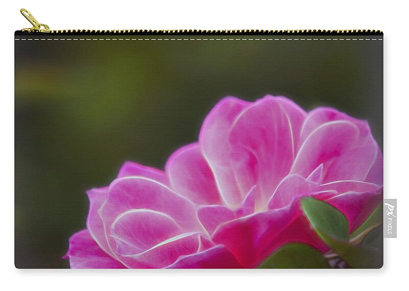 Pink Rose Zip Pouch featuring the photograph Pink Rose Digital Art 1 #2 by Walter Herrit