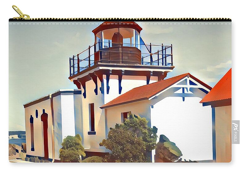 Abstract Zip Pouch featuring the photograph Point-No-Point Lighthouse #5 by Jerry Abbott