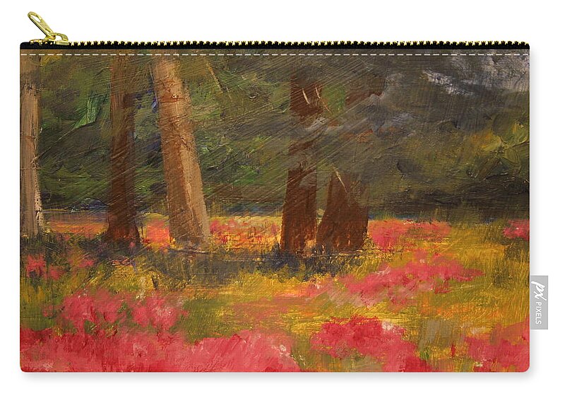 Poppy Painting Zip Pouch featuring the painting Poppy Meadow by Julie Lueders 