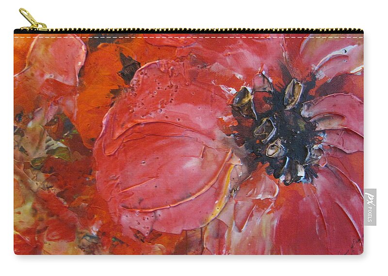 Poppy Zip Pouch featuring the painting Poppy #1 by Melanie Stanton
