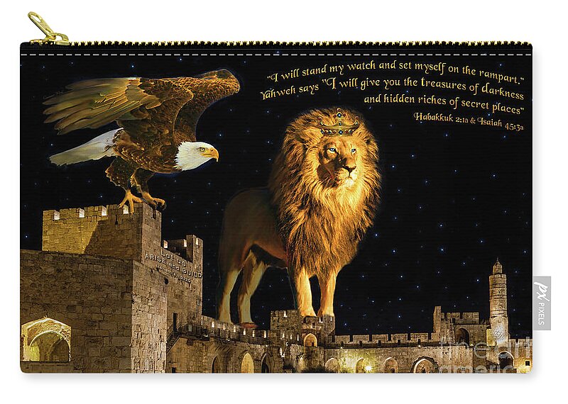 King Zip Pouch featuring the digital art Power and Authority by Constance Woods