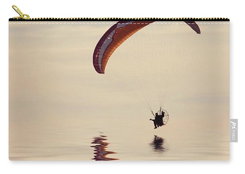 Flyinghigh Zip Pouch featuring the photograph Powered Paraglider #1 by John Edwards