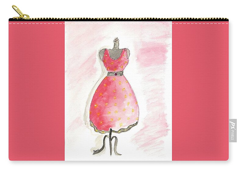  Zip Pouch featuring the mixed media Pretty in pink by Lauren Serene