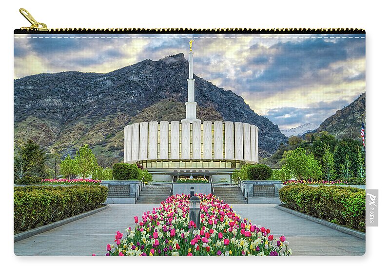 Lds Zip Pouch featuring the photograph Provo Utah Temple #2 by Brett Engle