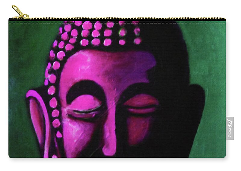  Zip Pouch featuring the painting Purple Buddha Head #1 by Stephen Humphries