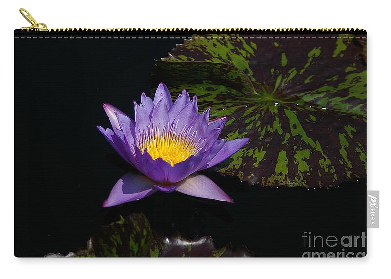 Yellow Zip Pouch featuring the photograph Purple Lotus Waterlily #4 by Jackie Irwin