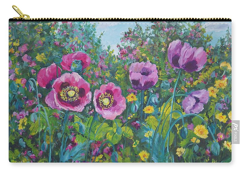 Painting Zip Pouch featuring the painting Purple Rain by Ingrid Dohm