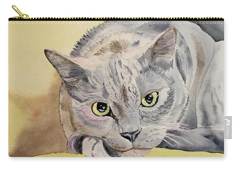 Cat Zip Pouch featuring the painting Puss Off by Sonja Jones