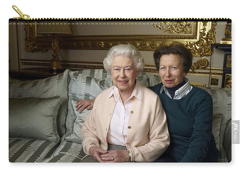 Queen Elizabeth Ii Zip Pouch featuring the photograph Queen Elizabeth II #1 by Mariel Mcmeeking