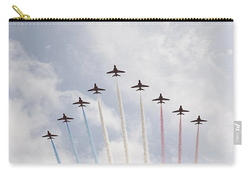 Red Zip Pouch featuring the photograph Red arrows #6 by Christopher Rowlands
