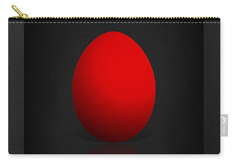 �red On Black� Collection By Serge Averbukh Zip Pouch featuring the photograph Red Egg on Black Canvas by Serge Averbukh