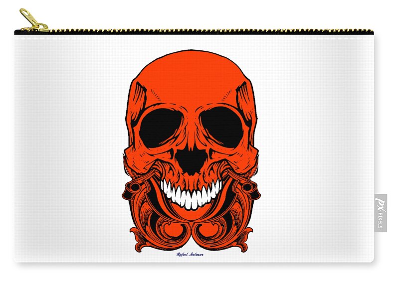  Zip Pouch featuring the digital art Red Skull #1 by Rafael Salazar