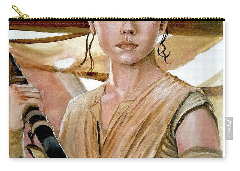 Rey Zip Pouch featuring the painting Rey #1 by Tom Carlton