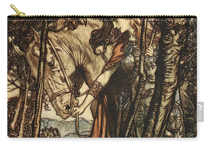 Arthur Rackham - Wagner's Ring Cycle The Valkyrie (1910) 5 Carry-all Pouch featuring the painting RING CYCLE The Valkyrie by Arthur Rackham