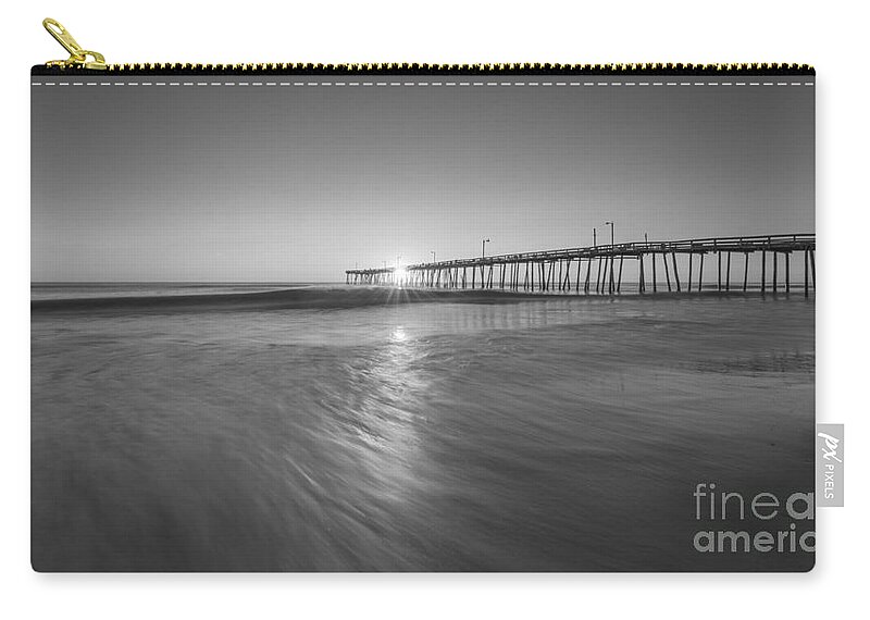 Nags Head Fishing Pier Zip Pouch featuring the photograph Rise And Shine at Nags Head Pier #1 by Michael Ver Sprill