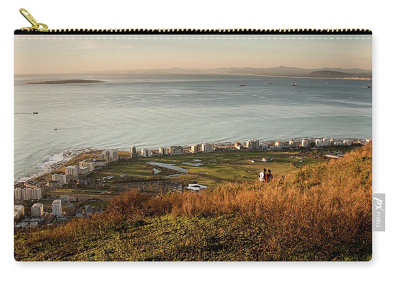 Seascape Zip Pouch featuring the photograph Robben Island from Signal Hill #1 by Claudio Maioli