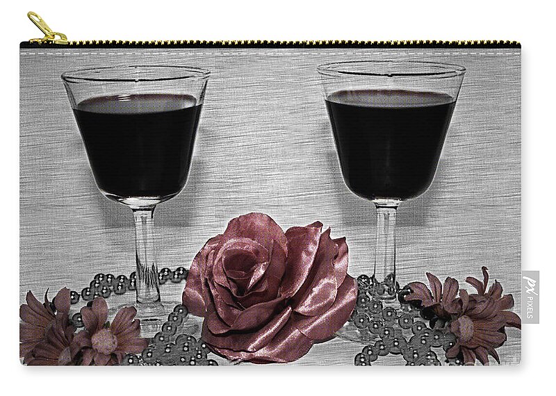 Drinks Zip Pouch featuring the mixed media Romantic Nights #1 by Sherry Hallemeier