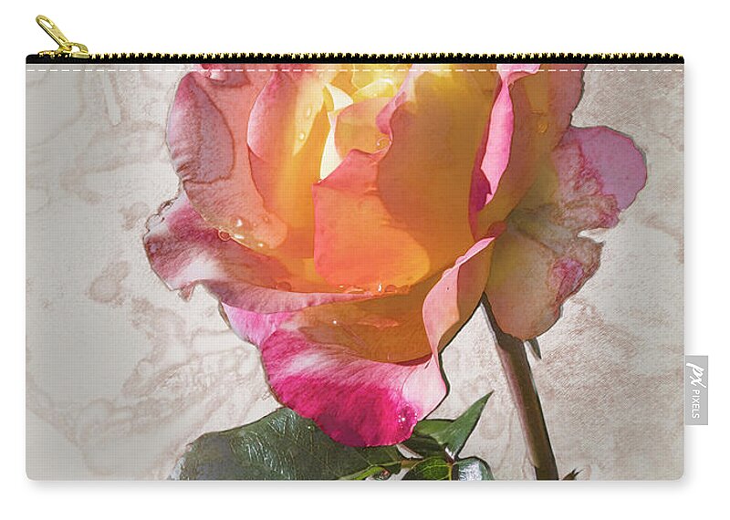 2001 All-america Rose Selection Zip Pouch featuring the digital art Rosa, 'Glowing Peace' #1 by Mark Mille