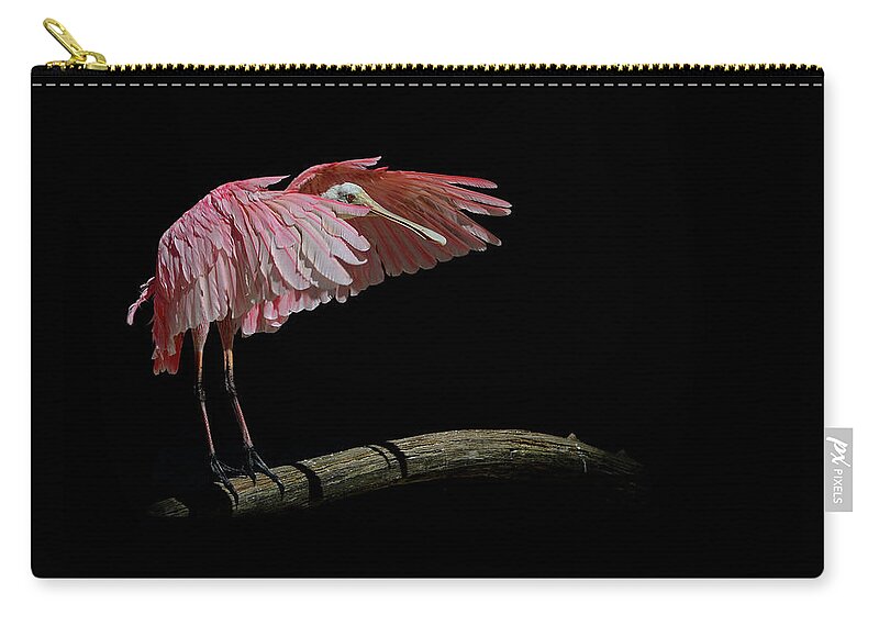 Roseate Spoonbill Zip Pouch featuring the photograph Roseate Spoonbill #2 by Stuart Harrison