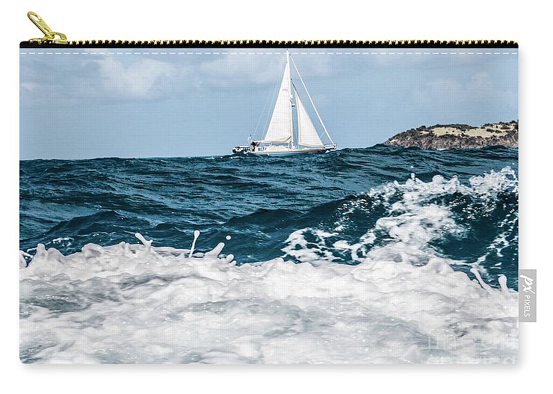 Sailing Zip Pouch featuring the photograph Sailboat and High Seas - Pilllsbury Sound by Thomas Marchessault