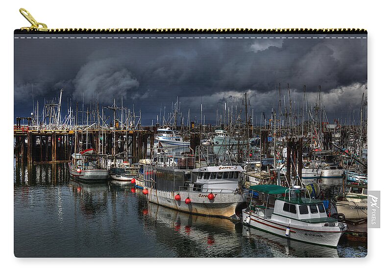 Marina Zip Pouch featuring the photograph Salish Storm #1 by Randy Hall
