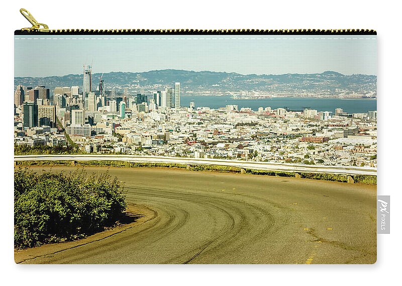 Downtown Zip Pouch featuring the photograph San Francisco California Downtown And Surroundings #1 by Alex Grichenko