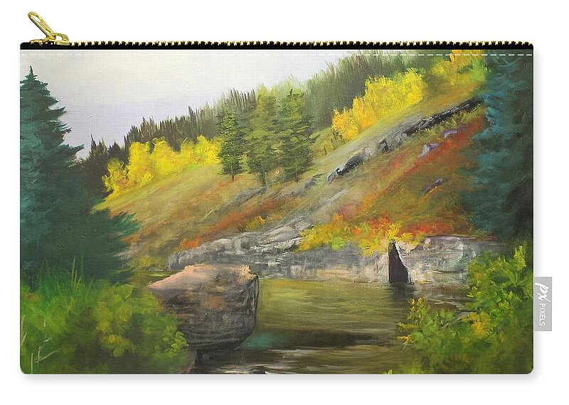 Aspens Zip Pouch featuring the painting San Juan River #1 by Barbara Haviland