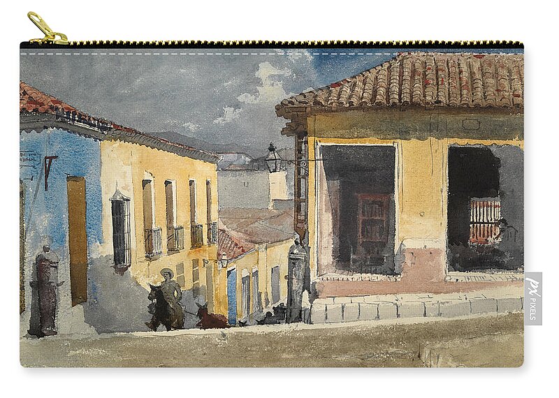 Winslow Homer Zip Pouch featuring the drawing Santiago de Cuba. Street Scene #3 by Winslow Homer