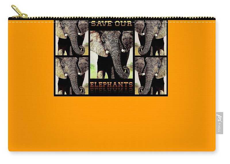 Elephant Zip Pouch featuring the painting Save Our Elephants #2 by Hartmut Jager