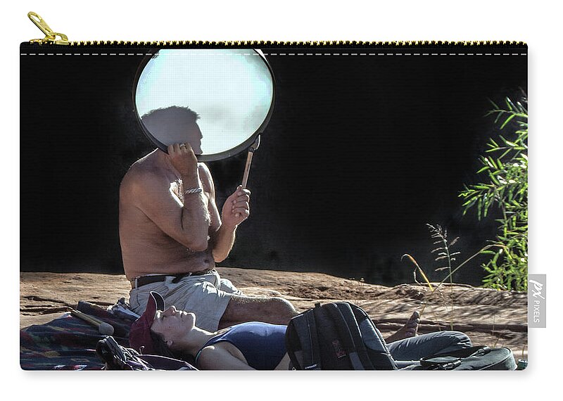 Person Zip Pouch featuring the photograph Sedona Ceremony 7761-101717-1cr by Tam Ryan
