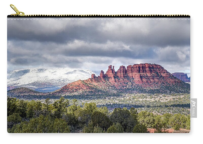 Sedona Zip Pouch featuring the photograph Sedona in Winter 03 #1 by Will Wagner