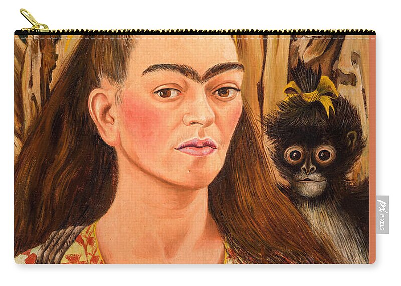 Self-portrait with monkey, 1938 Carry-all Pouch by Frida Kahlo - Pixels