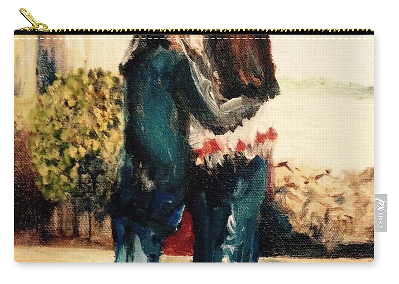 Cityscape Zip Pouch featuring the painting Sisters in Seattle by Chuck Gebhardt