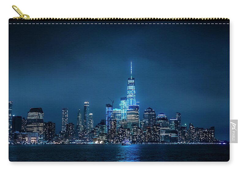 Skyline Zip Pouch featuring the photograph Skyline at Night #2 by Daniel Carvalho