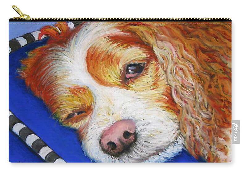 Dog Zip Pouch featuring the painting Sleep Over #1 by Minaz Jantz