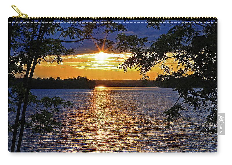 Smith Mountain Lake Sunset Zip Pouch featuring the photograph Smith Mountain Lake Summer Sunet #1 by The James Roney Collection