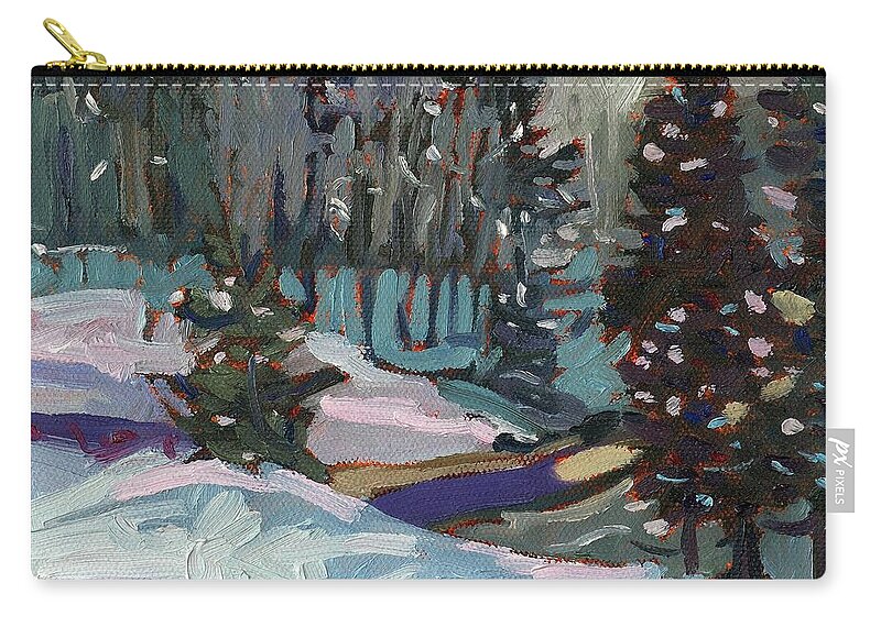 Jim Day Zip Pouch featuring the painting Snow Day #1 by Phil Chadwick