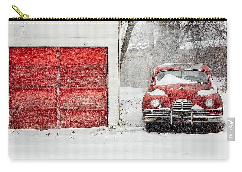 Red Zip Pouch featuring the photograph Snowed In #1 by Todd Klassy