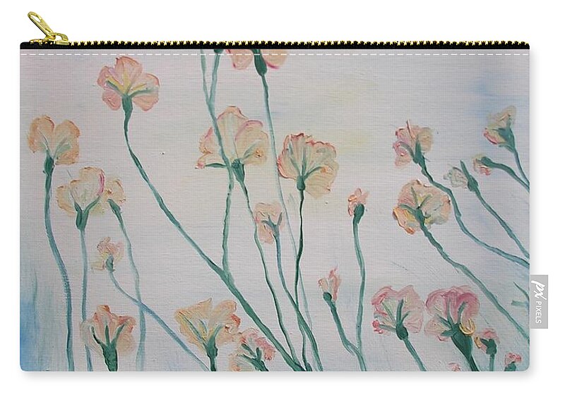 Flowers Zip Pouch featuring the painting Soft Breeze #1 by Outside the door By Patt